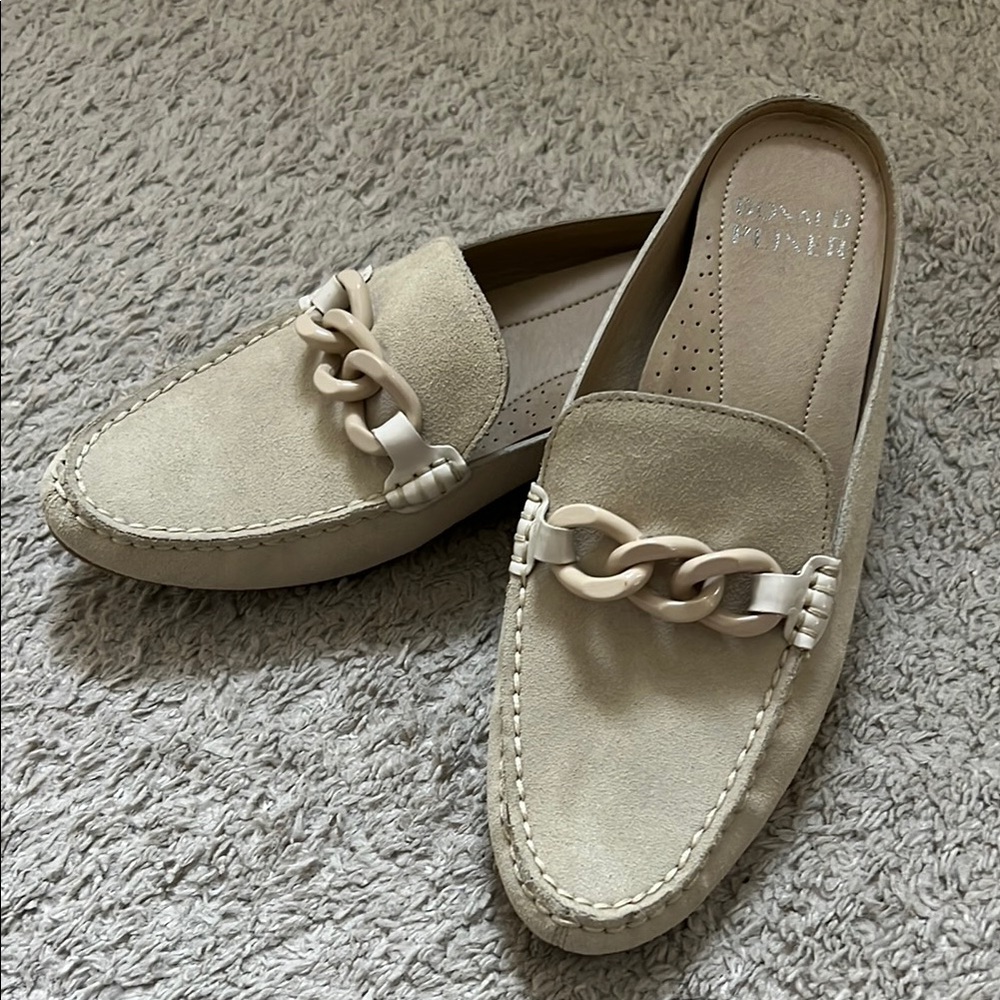 Donald J. Pliner Cream Chain Detail Loafers